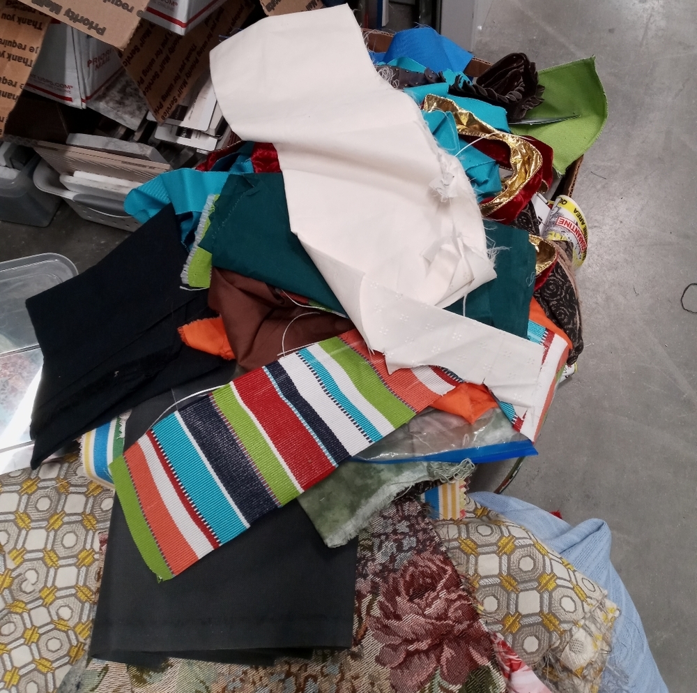 Scrap boxes of fabric for face mask. Home projects